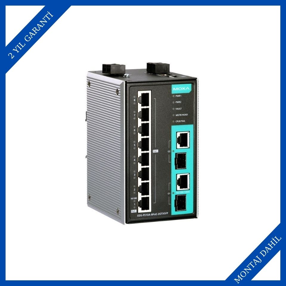 Moxa EDS-P510A-8PoE-2GTXSFP-T Poe Switch