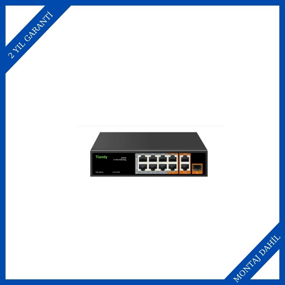 Tiandy PS-1016G-2SFP 16 Port Yönetilmeyen Gigabit AI POE Switch