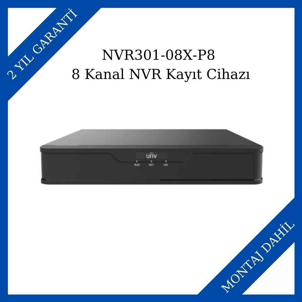 Uniview NVR301-08X-P8 8 Kanal NVR Kayıt Cihazı