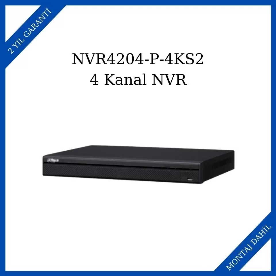 Dahua NVR4204-P-4KS2 4 Kanal 1U 4PoE 4K ve H.265 Lite Network Video Kaydedici