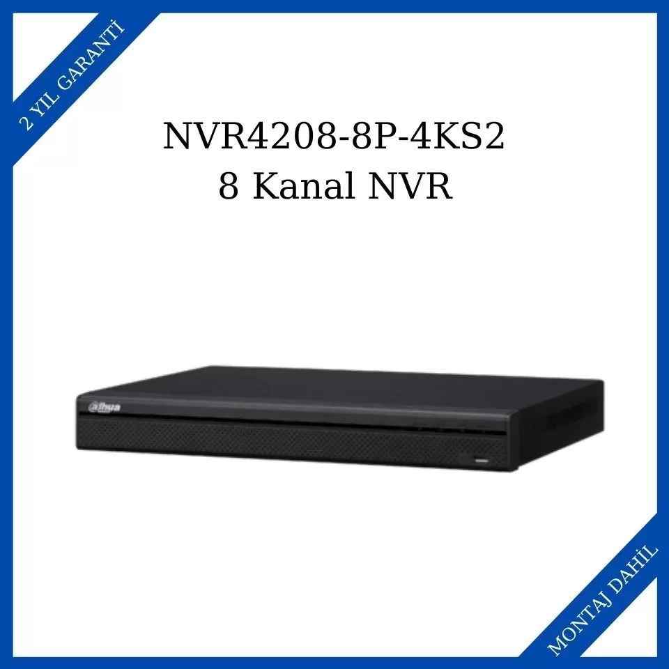 Dahua NVR4208-8P-4KS2 8 Kanal 1U 8PoE 4K & H.265 Lite Network Video Kaydedici