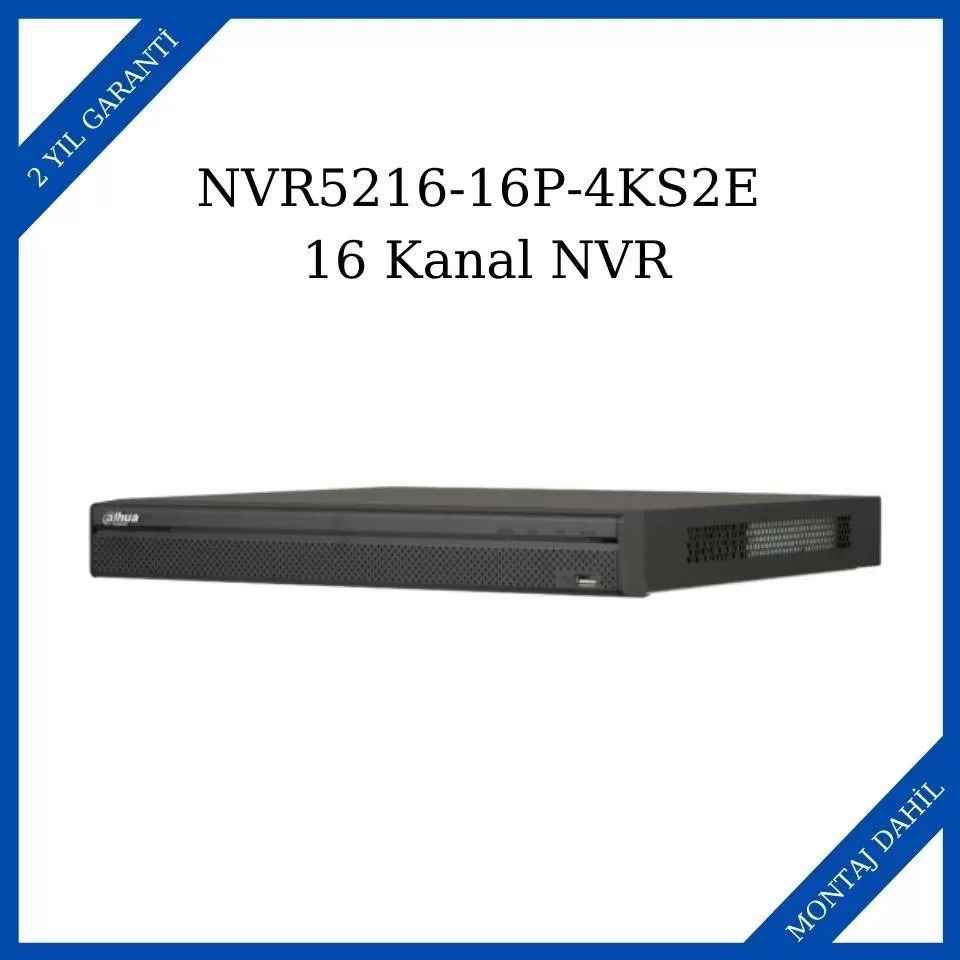 Dahua NVR5216-16P-4KS2E 16 Kanal 1U 16PoE 4K ve H.265 Pro Network Video
