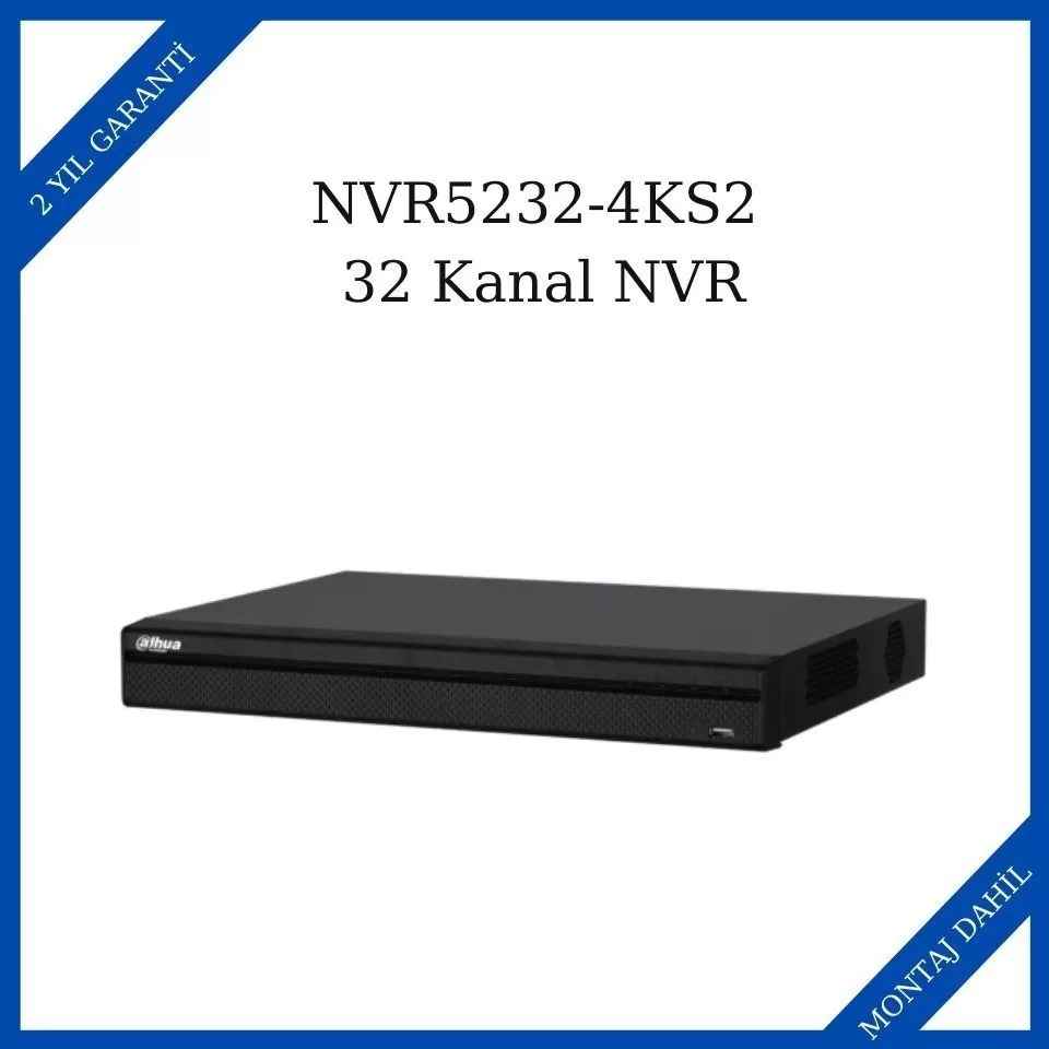 Dahua NVR5232-4KS2 32 Kanal 1U 4K & H.265 Pro Network Video Kaydedici